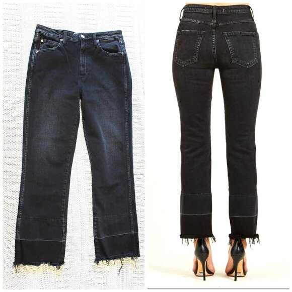 Amo Bella black Magic Jeans Released Hem Wash Size 28 High Rise straight leg US - Picture 1 of 8